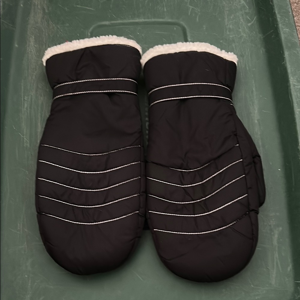 GAP Black Mittens with White Trim